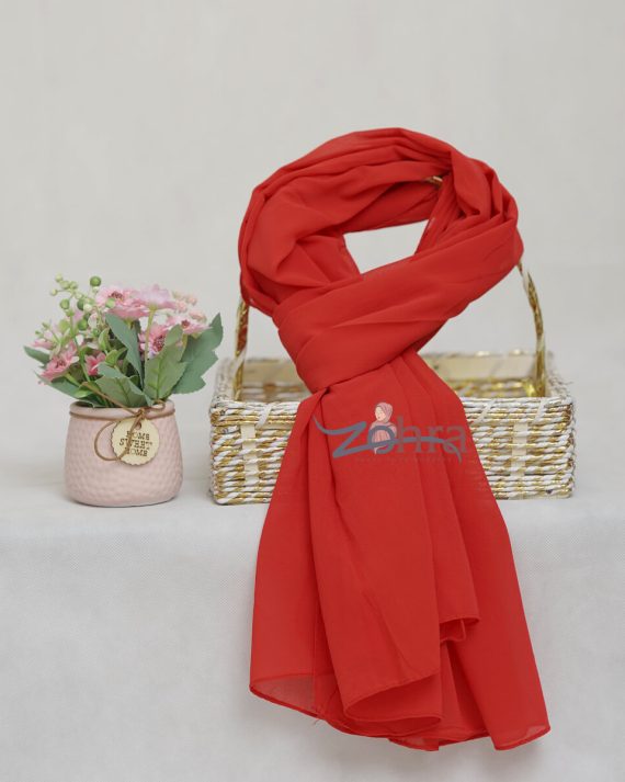Timeless Georgette Chiffon Cornell Red Hijab - Drape Pakistan
