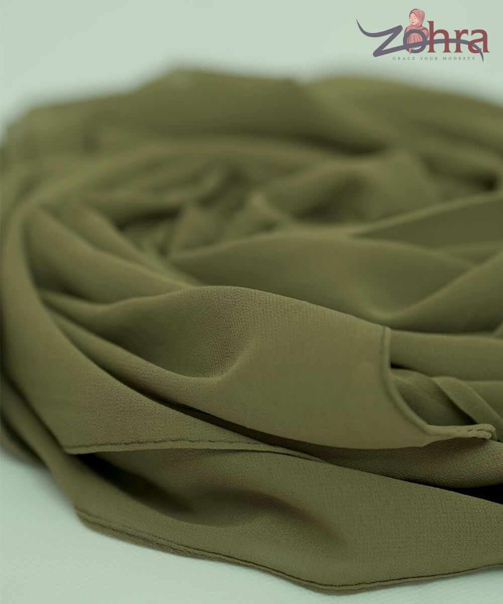 Majestic Georgette Chiffon Hemlock green Hijab - styled on model