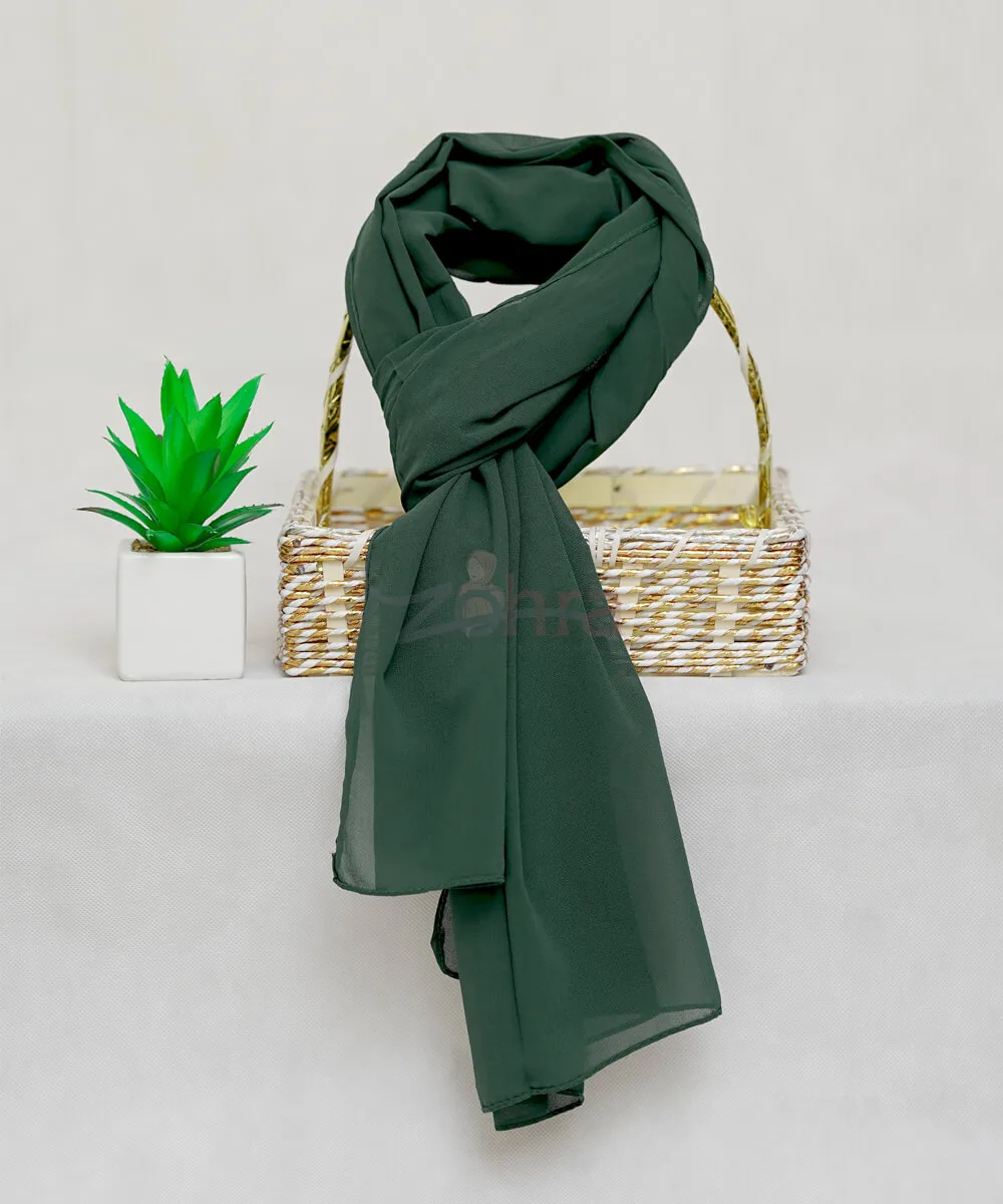 Graceful Georgette Chiffon Lunar Green Hijab - Drape Pakistan