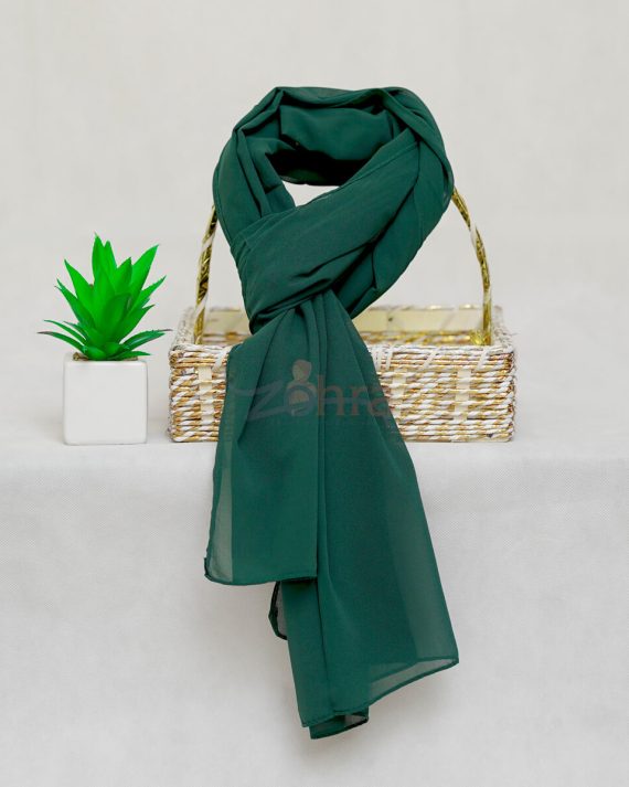 Majestic Georgette Chiffon Mineral Green Hijab - Drape Pakistan