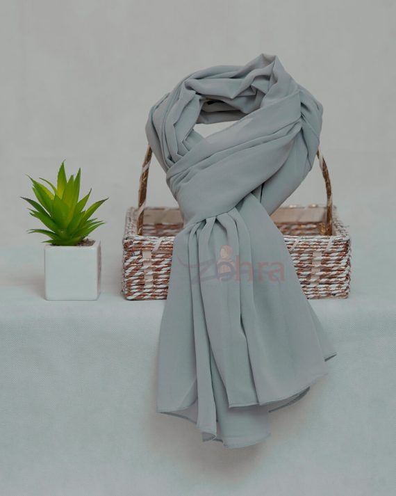 Chic Georgette Chiffon Moonsoon Grey Hijab - Drape Pakistan