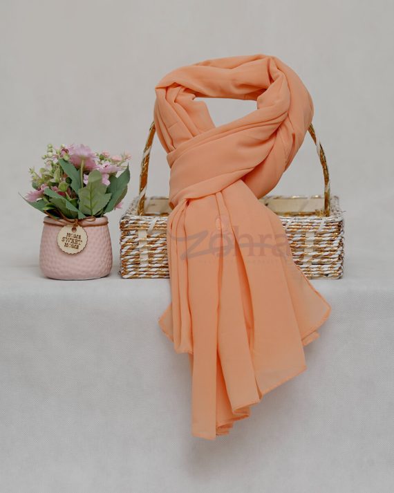 Luxe Georgette Chiffon Orange Salmon Hijab - Drape Pakistan