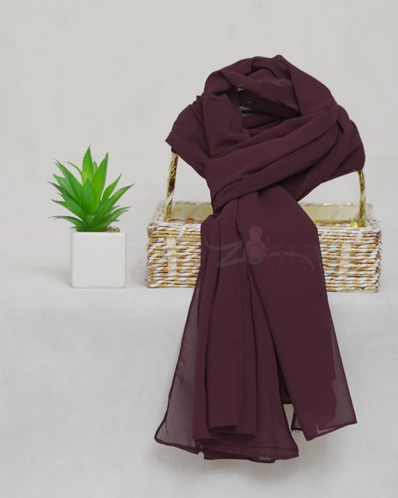 Signature Georgette Chiffon Thunder Brown Hijab - Drape Pakistan