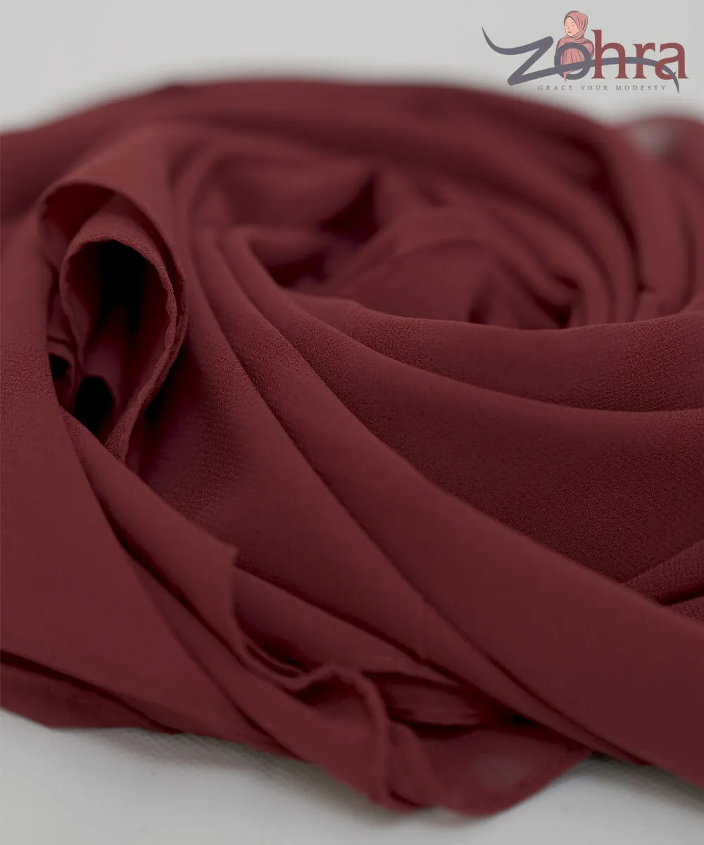Opulent Georgette Chiffon Wine Berry Hijab - styled on model