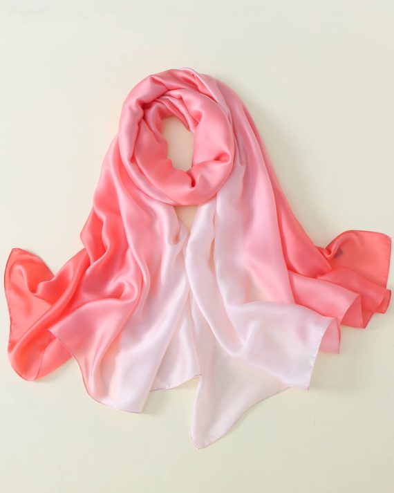 Classic Geraldine Peach Printed Silk Scarf - Drape Pakistan