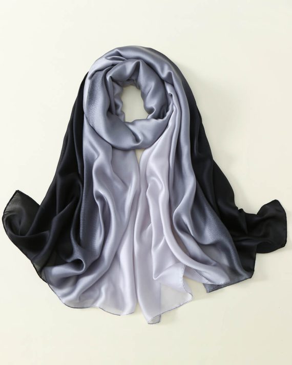 Premium Ghost Grey Printed Silk Scarf - Drape Pakistan