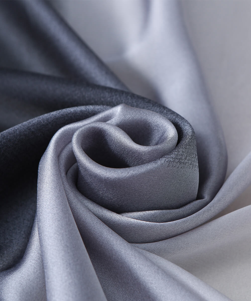 Premium Ghost Grey Printed Silk Scarf - folded detail