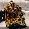 Exquisite Gold Caret Orange Printed Silk Scarf - Drape Pakistan