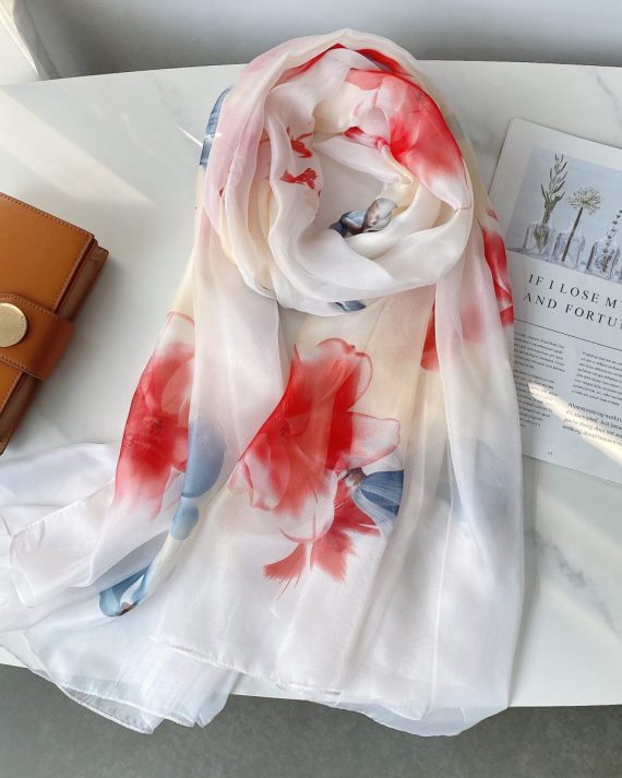 Signature Grey Nickel Printed Chiffon Scarf - Drape Pakistan
