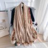Luxury Sandrift Printed Silk Scarf - Drape Pakistan