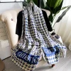 Luxe Gulf Blue Printed Silk Scarf - Drape Pakistan