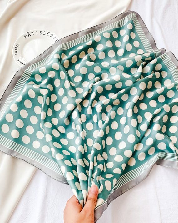 Opulent Halt Green Satin Hair Scarf - Drape Pakistan