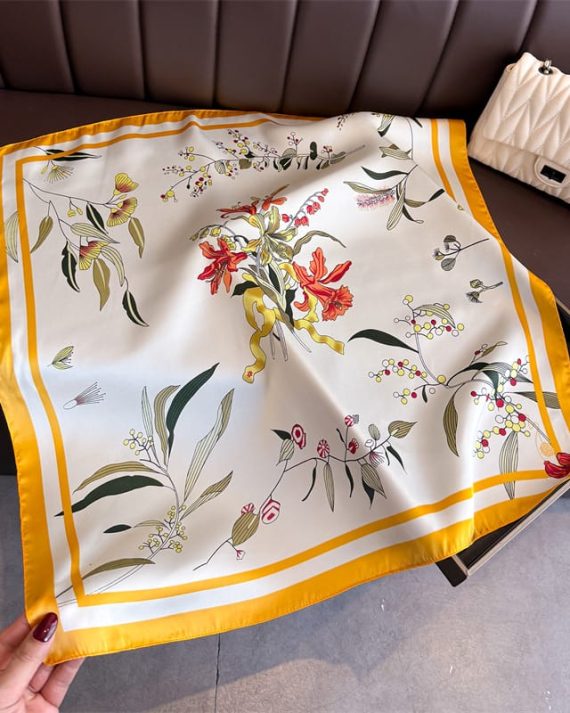 Majestic Hawkes Yellow Satin Hair Scarf - Drape Pakistan