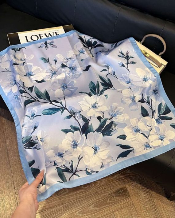 Signature Heathered SkyBlue Satin Hair Scarf - Drape Pakistan