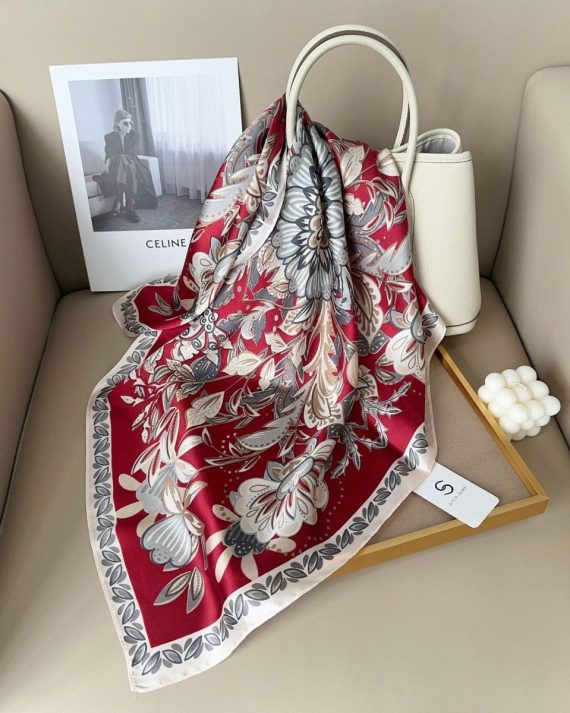 Luxury Heathwood Maroon Satin Hair Scarf - Drape Pakistan
