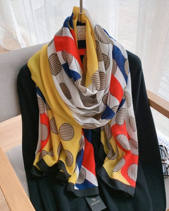 Radiant Hemp Frost Printed Cotton Scarf - Drape Pakistan