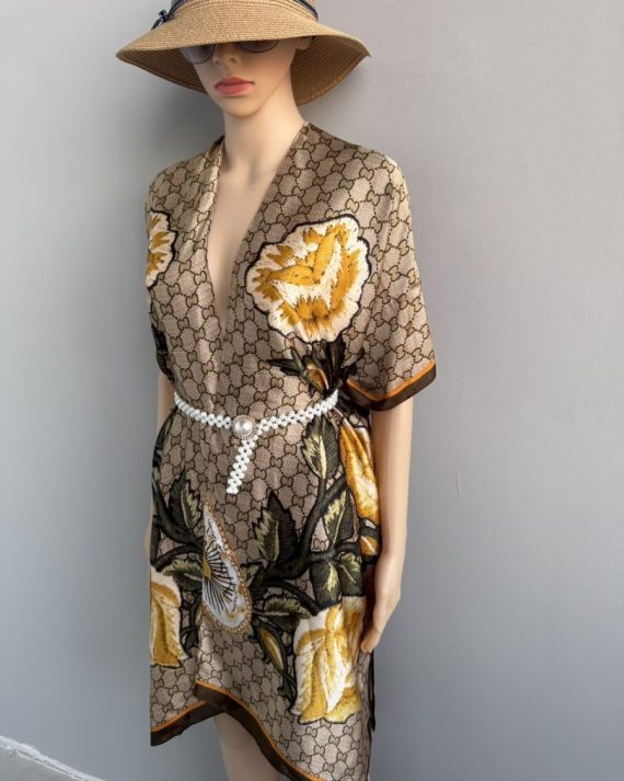 Graceful Iroko Brown Silk Cape Shawl - Drape Pakistan