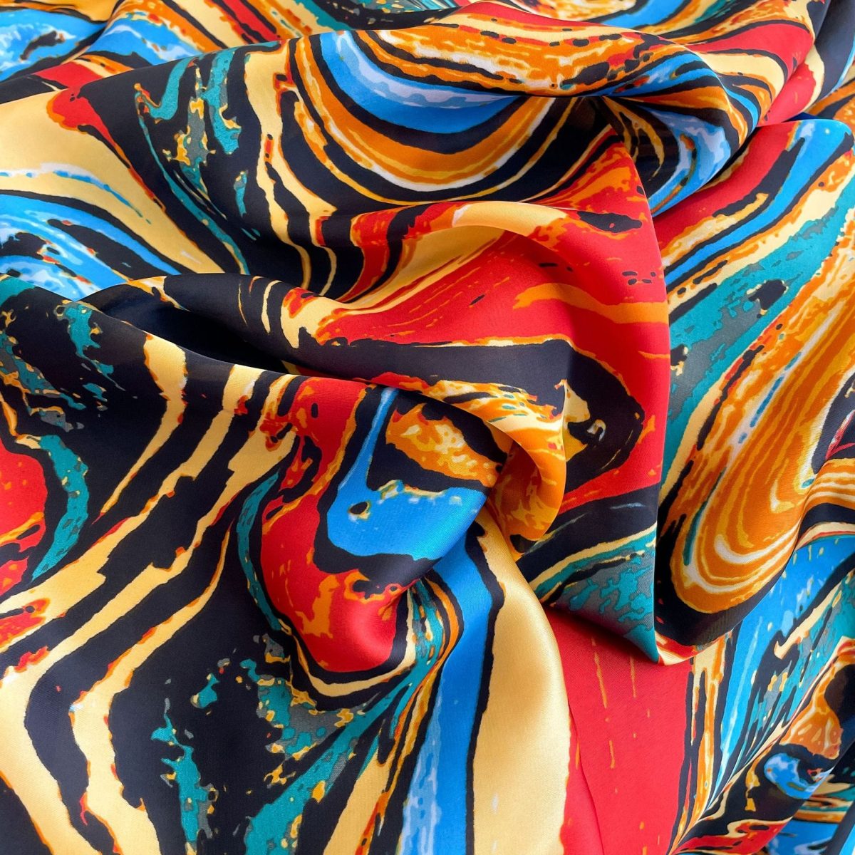 Opulent Jellyfish Red Printed Silk Scarf - draped styling