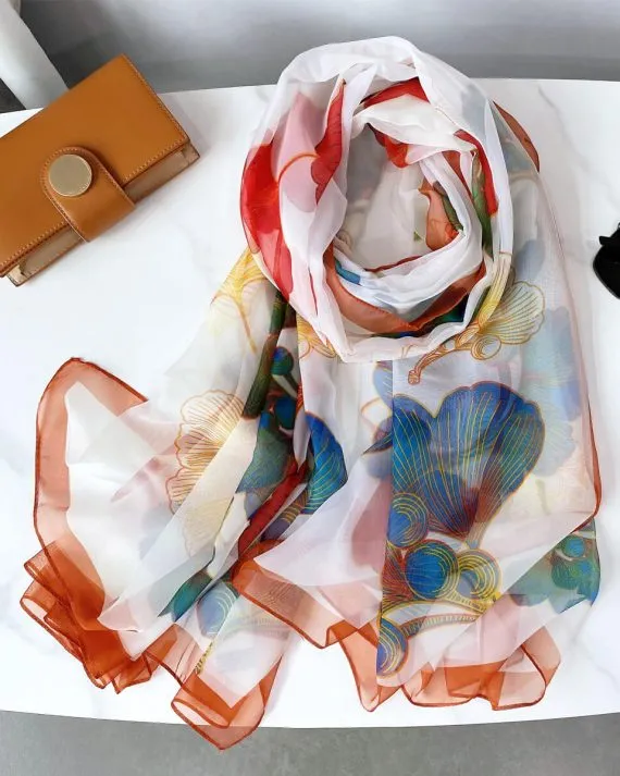 Luxury Lavender Pinocchio Printed Chiffon Scarf - Drape Pakistan
