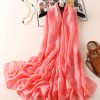 Exquisite Light Carmine Pink Classic Silk Scarf - Drape Pakistan