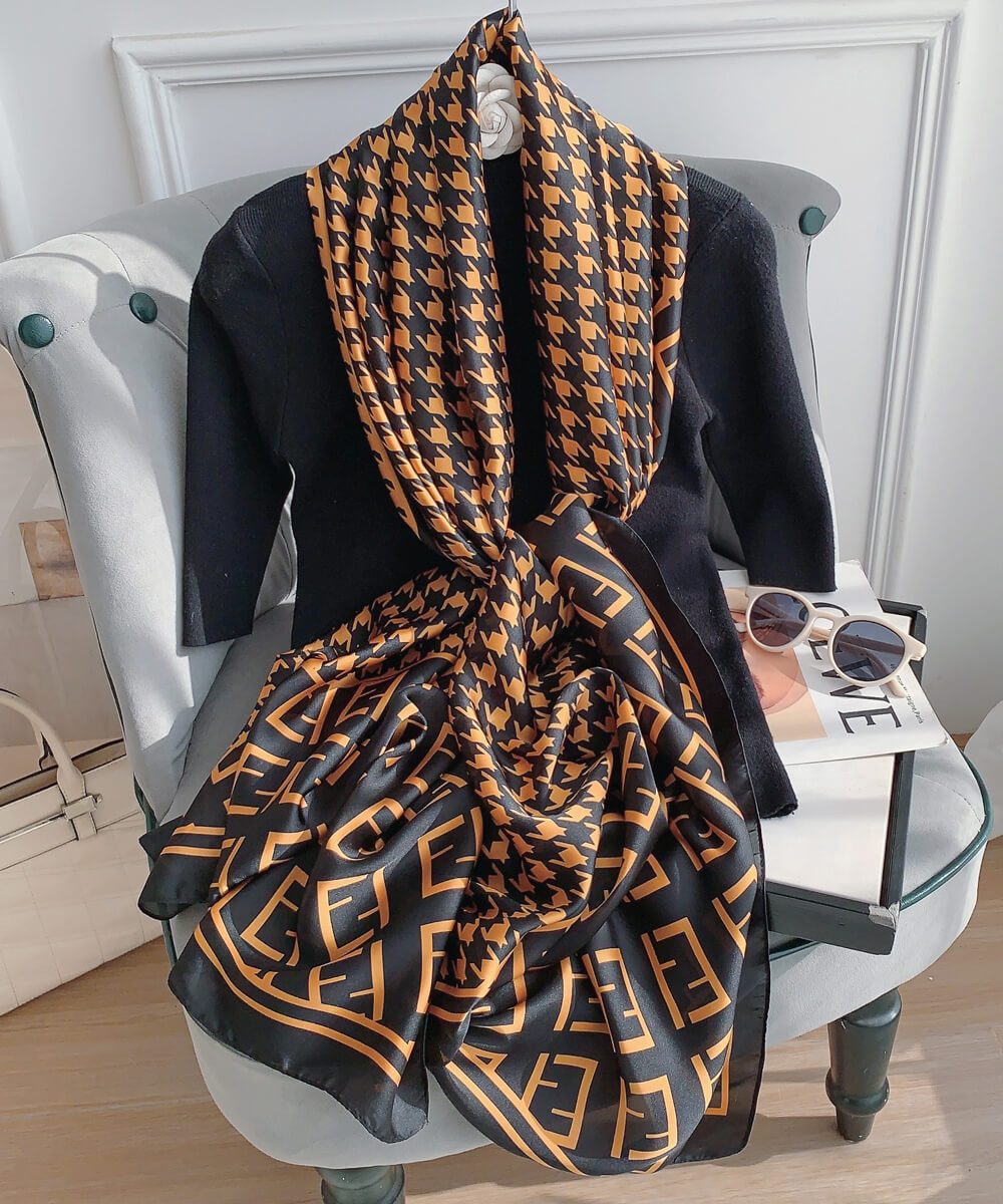 Premium Limed Spruce Printed Silk Scarf - Drape Pakistan