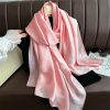 Graceful Lite Pink Plain Satin Silk Scarf - Drape Pakistan