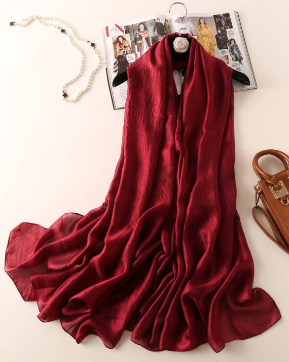 Chic Maroon Oak Classic Silk Scarf - Drape Pakistan