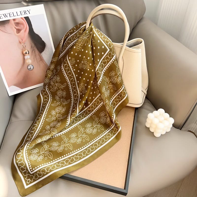 Radiant Medium Brown Satin Hair Scarf - Drape Pakistan