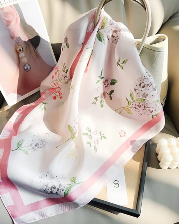 Opulent Merino Peach Satin Hair Scarf - Drape Pakistan