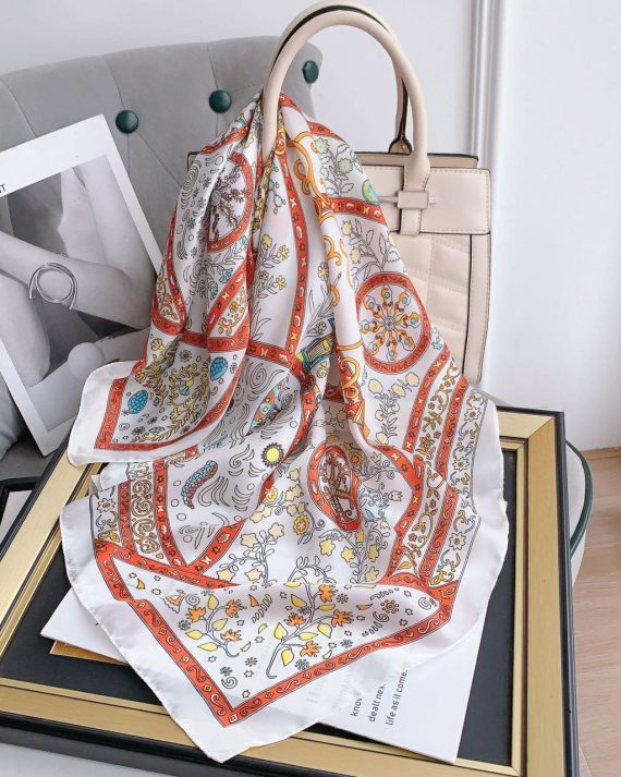 Luxe Minted White Satin Hair Scarf - Drape Pakistan