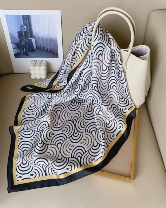 Chic Mirage White Satin Hair Scarf - Drape Pakistan