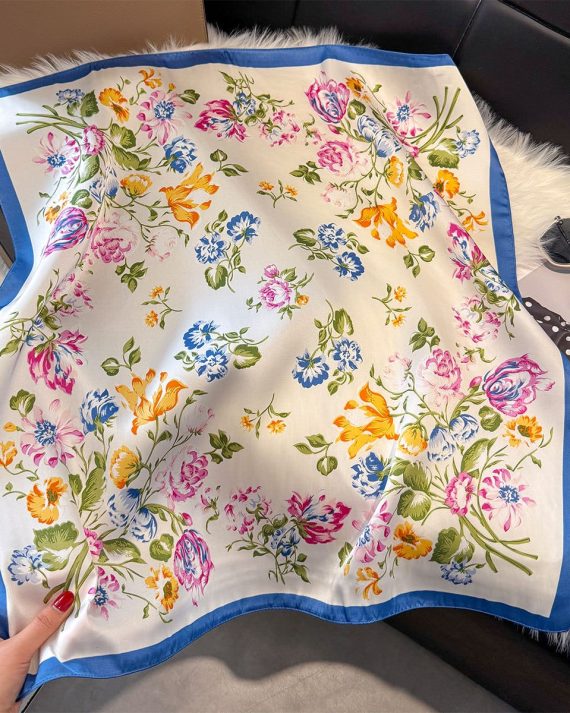 Graceful Misty White Satin Hair Scarf - Drape Pakistan
