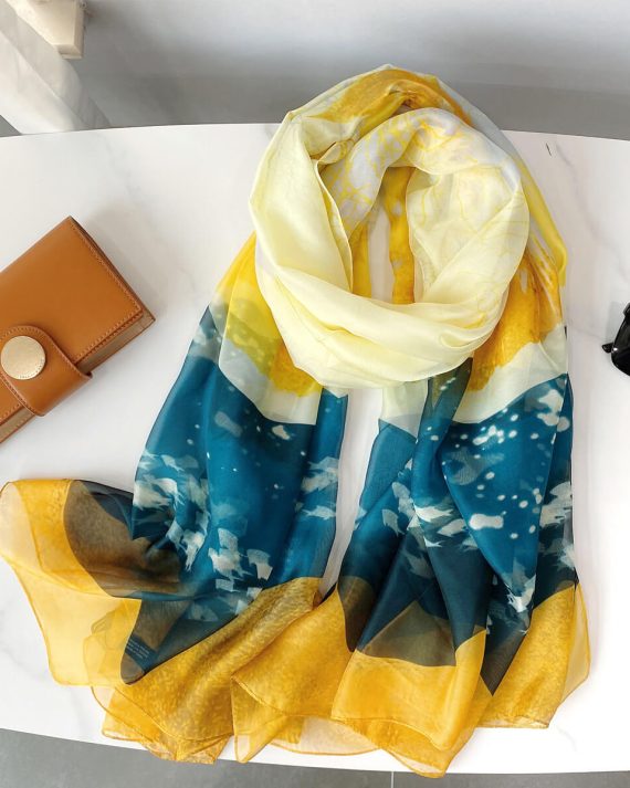 Sophisticated Moon Glow Printed Chiffon Scarf - Drape Pakistan