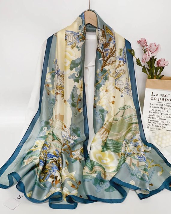 Luxe Moon Mist Printed Silk Scarf - Drape Pakistan