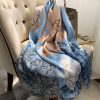 Classic Moonstone Sky Blue Printed Silk Scarf - Drape Pakistan