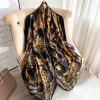 Classic Narcissus Gold Printed Silk Scarf - Drape Pakistan