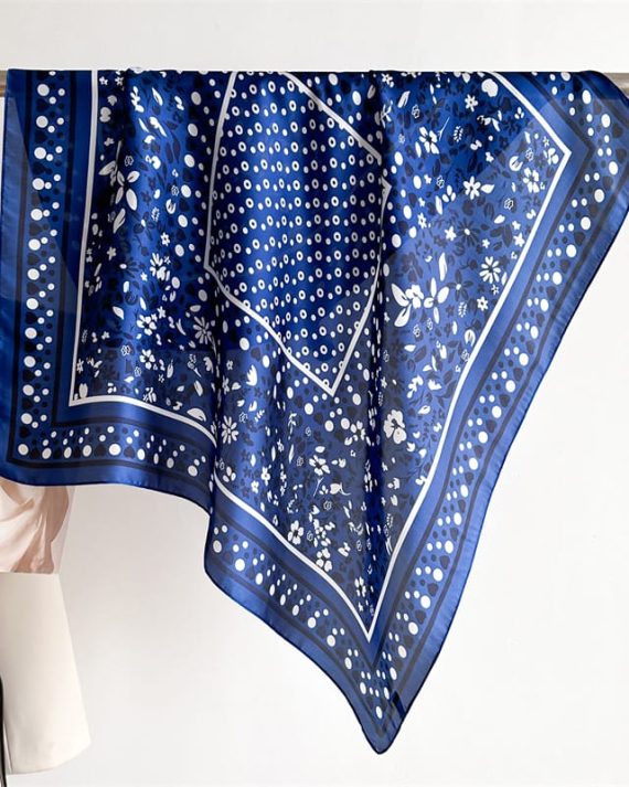 Exquisite Nile Blue Satin Hair Scarf - Drape Pakistan