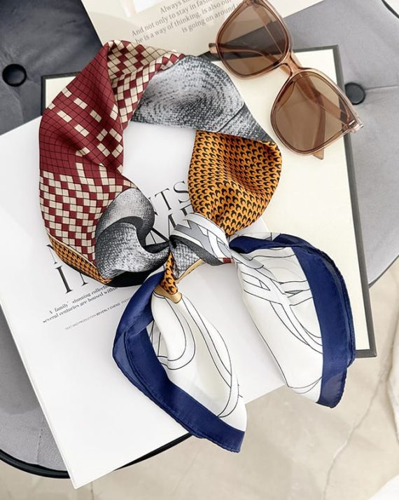 Exclusive Nyle Blue Satin Hair Scarf - Drape Pakistan