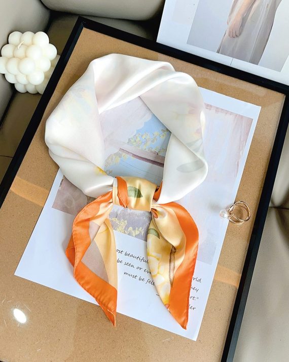 Timeless Orange Creek Satin Hair Scarf - Drape Pakistan