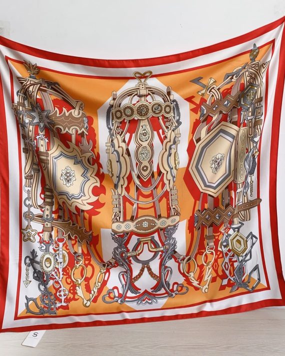 Signature Orange Drop Head Scarf - Drape Pakistan