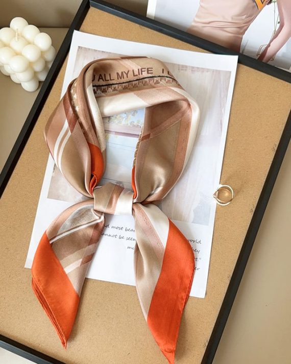 Luxury Orange Flame Satin Hair Scarf - Drape Pakistan