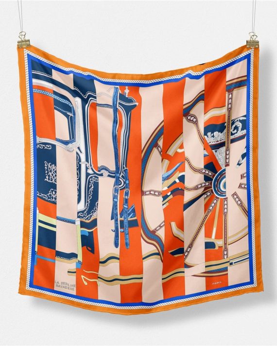 Classic Orange Salmon Satin Hair Scarf - Drape Pakistan
