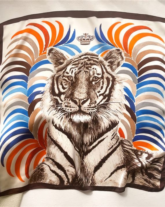 Premium Panthera White Satin Hair Scarf - Drape Pakistan
