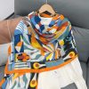 Luxe Parede En Orange Printed Cotton Scarf - Drape Pakistan