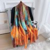 Signature Pastel Apricot Printed Silk Scarf - Drape Pakistan