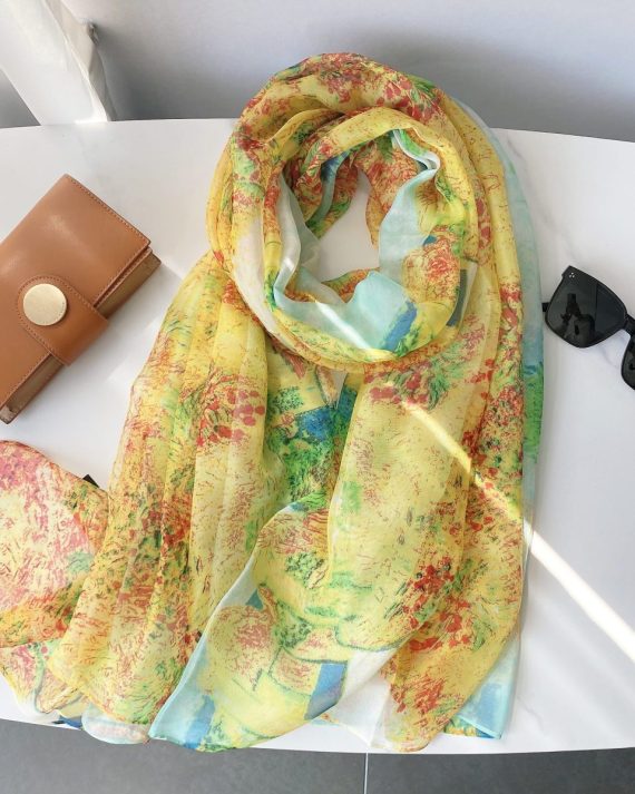 Luxe Pavlova Sand Printed Chiffon Scarf - Drape Pakistan