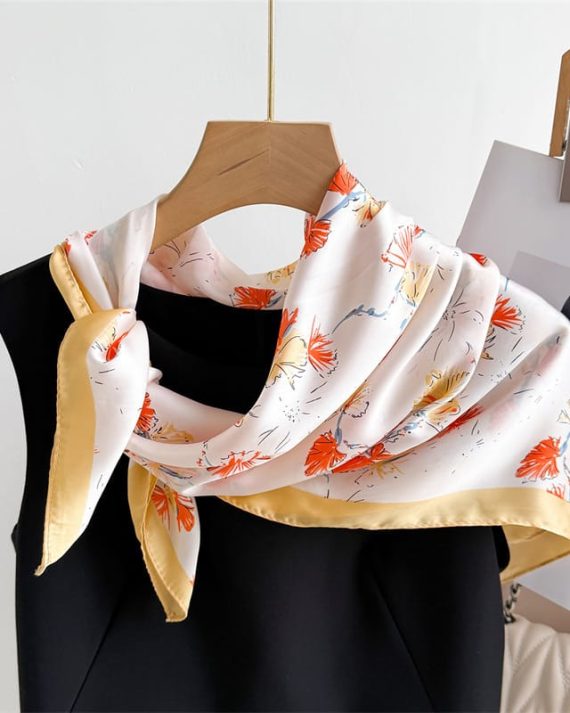 Premium Pearl Peach Satin Hair Scarf - Drape Pakistan