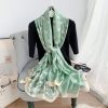 Graceful Peaslake Green Printed Silk Scarf - Drape Pakistan