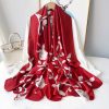 Majestic Persian Red Printed Silk Scarf - Drape Pakistan
