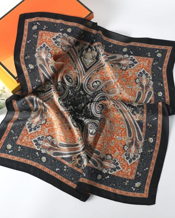 Radiant Pine Charcoal Satin Hair Scarf - Drape Pakistan